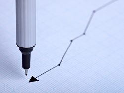 close up of a finance graph on an office desk DOWN