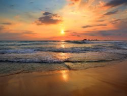 beautiful landscape with tropical sea sunset on the beach