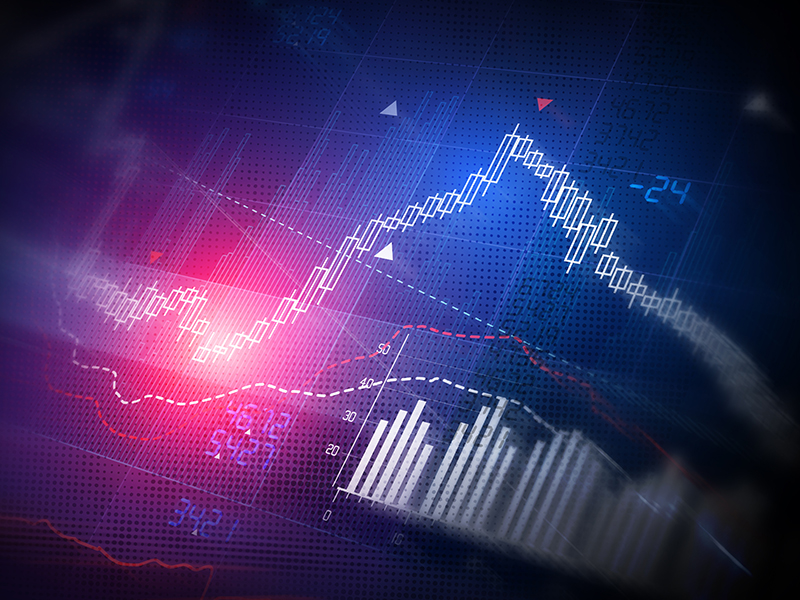 Stock Market Data. Candle stick stock market tracking graph.