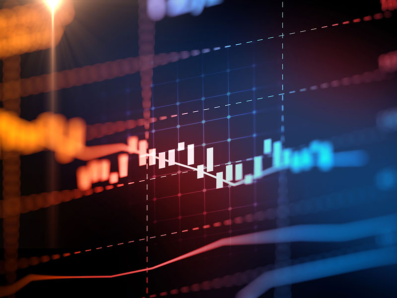 Financial graph on technology abstract background