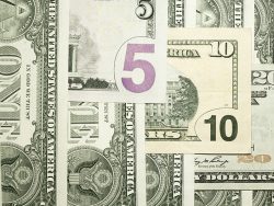 Background from banknotes of 1,5,10,20 US dollars