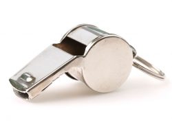 Silver referee whistle