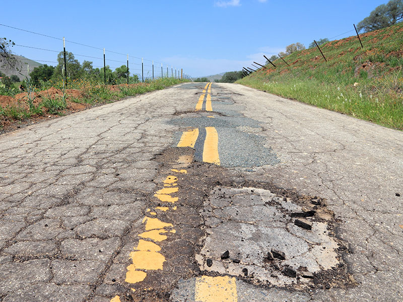 Damaged roadway