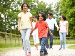 Family walking in the country