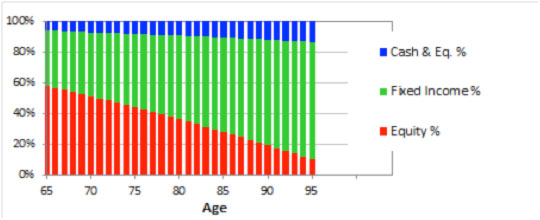 Figure 3: Typical average asset mix for the Accelerated Age Based Asset Allocation Strategy