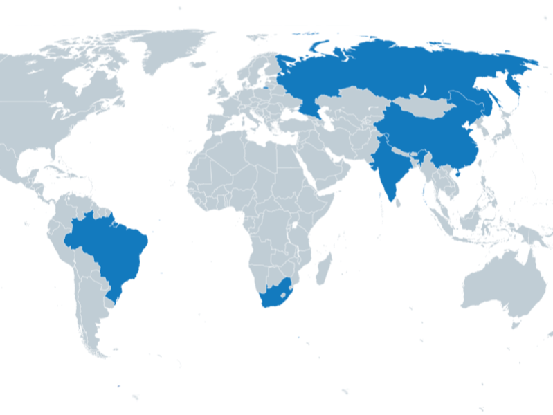 Map of BRICS countries